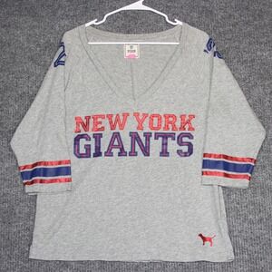 PINK Victoria's Secret NFL New York‎ Giants V Neck T Shirt Large